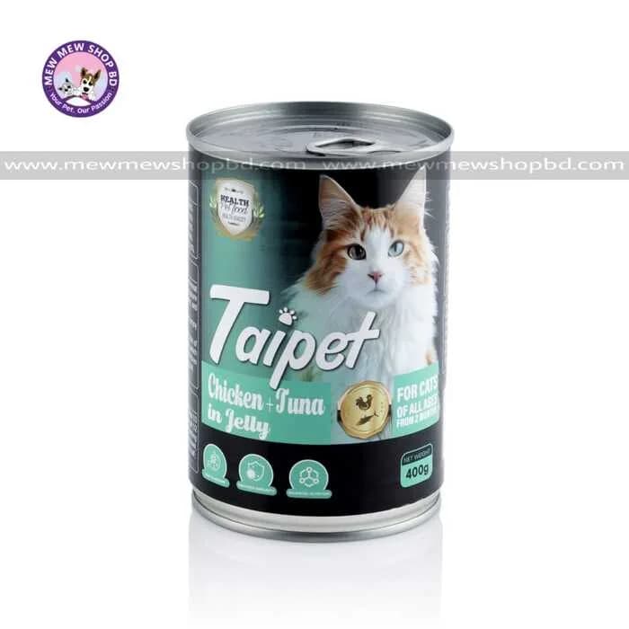 Taipet Can Cat Food Chicken and Tuna in Jelly For Both Adults & Kittens From 2months 400g"