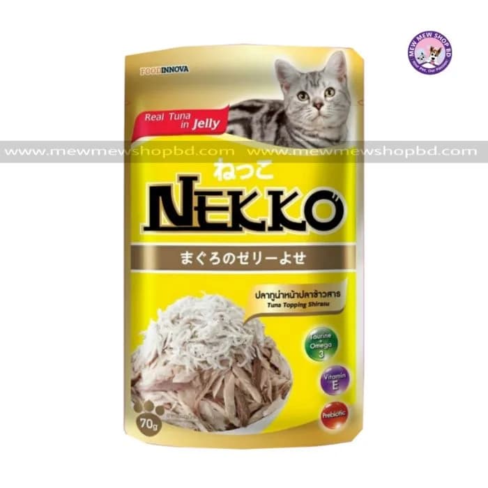 Nekko Adult Cat Pouch Real Tuna Topping Shirasu in Jelly 70g