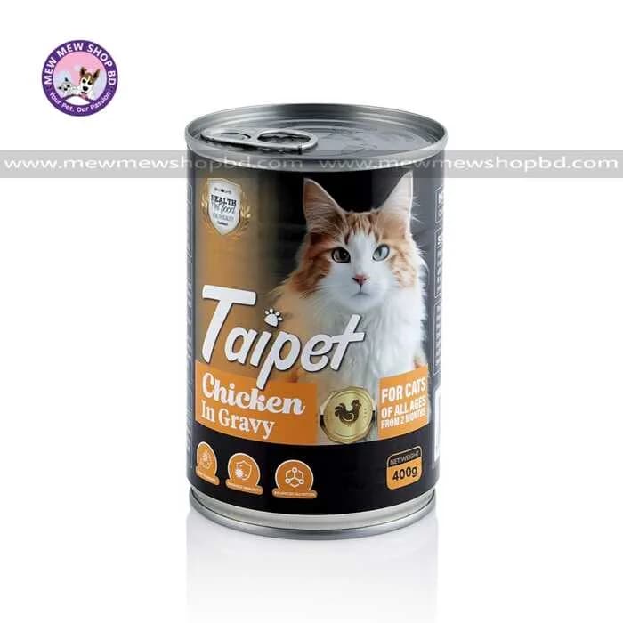 Taipet Can Cat Food Chicken in Gravy For Both Adults & Kittens From 2months 400g