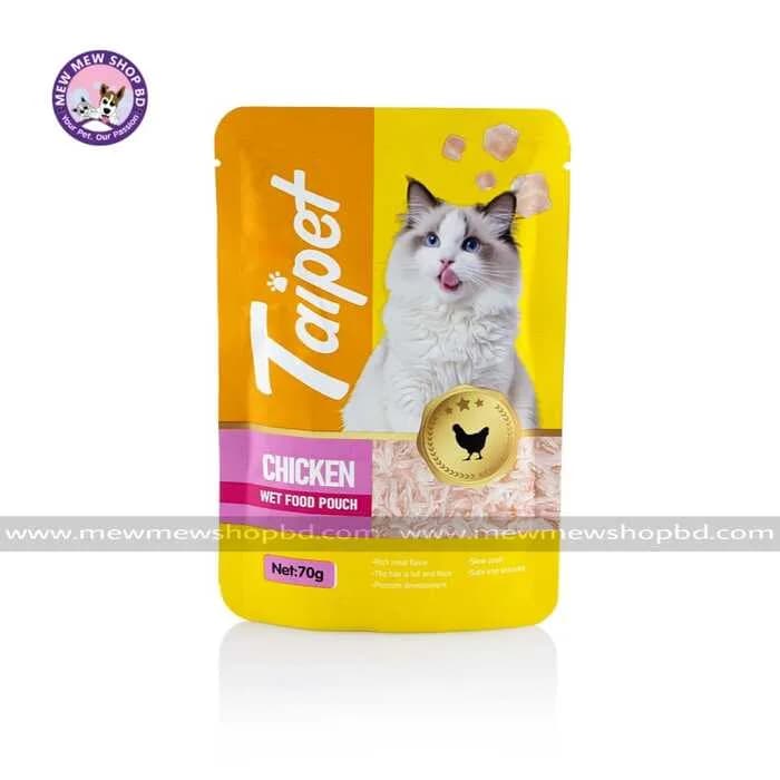 Taipet Chicken Wet Food Pouch For Both Adults & Kittens From 2months 70g