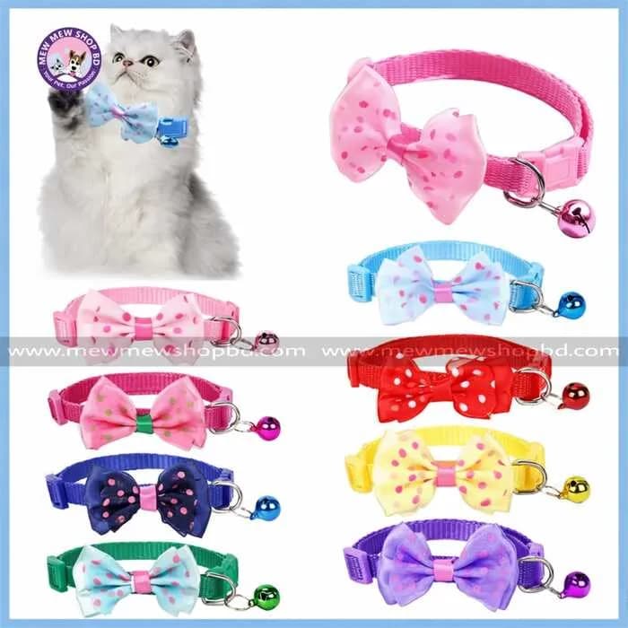 Bow Collar with Bell Cat Pet Adjustable Collar